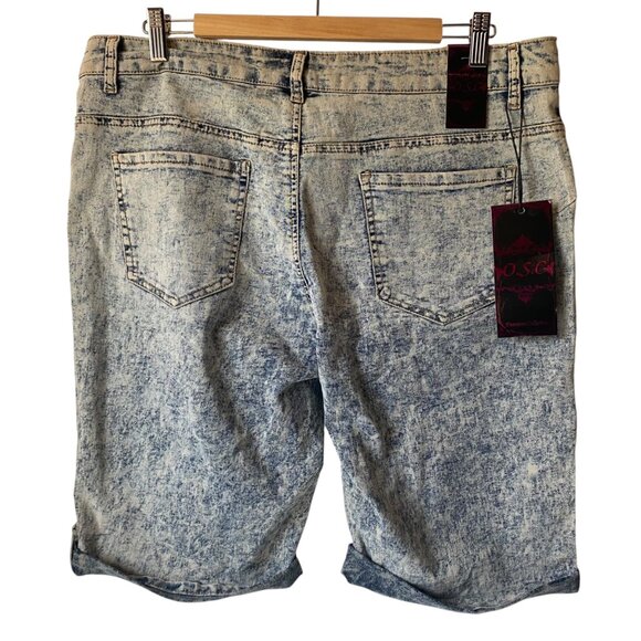 O.S.C. Acid Wash Denim Bermuda Jeans Shorts Women Size 20 90's Retro Y2K - Picture 2 of 7